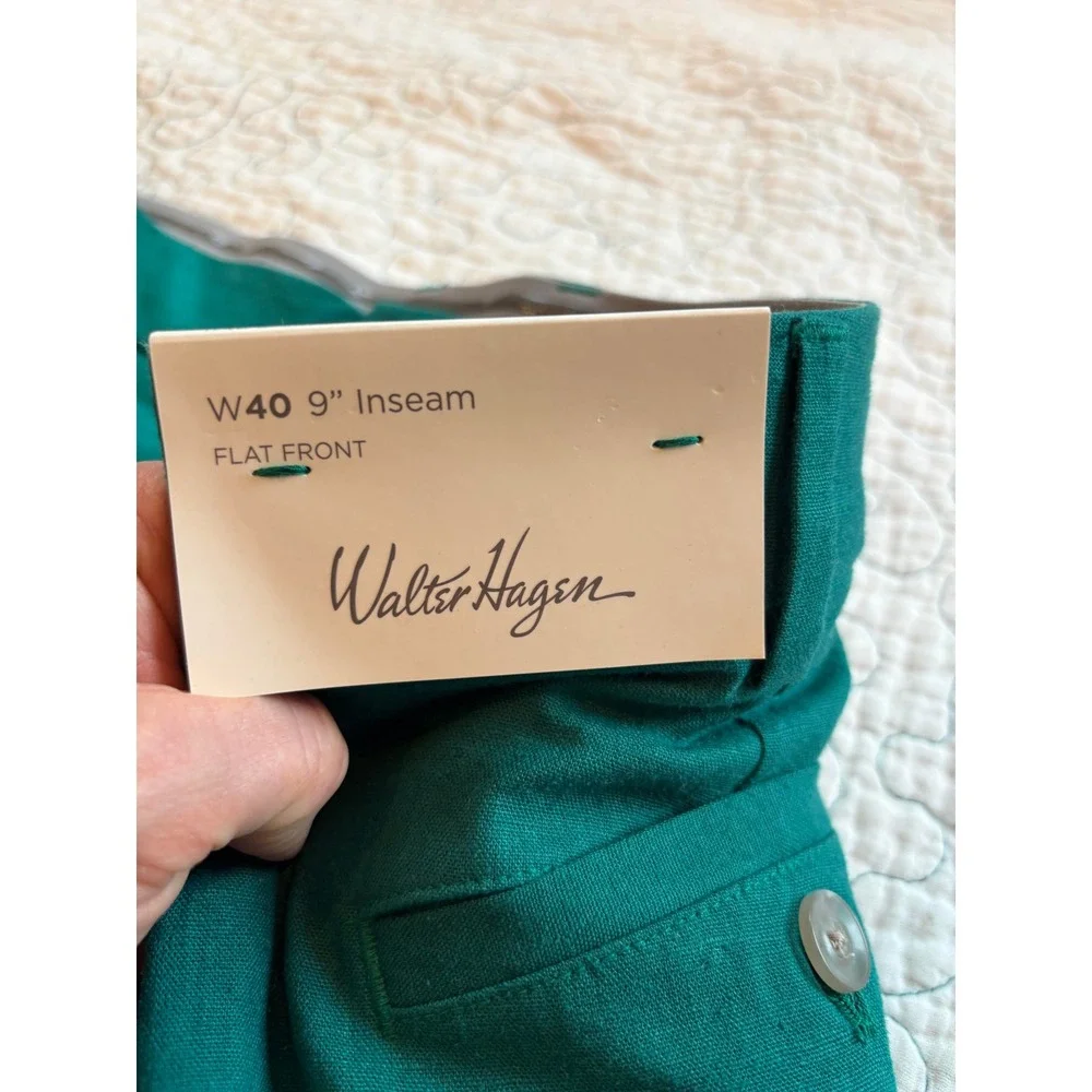 Walter Hagen‎ Mens Clubhouse Linen Shorts Green Size 40 9